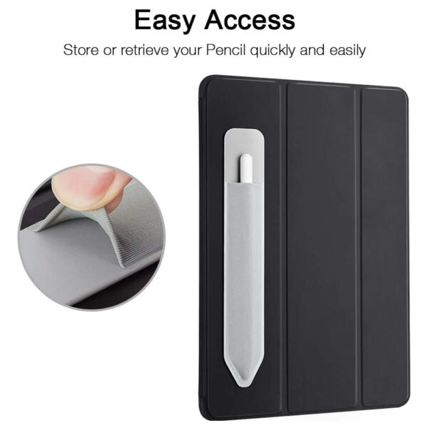 Husa de protectie, compatibila cu Apple Pencil, PenHolder Flex, Lycra, Piele ecologica, Material elastic pentru fixare stylus, Adeziv inclus, Confortabila, Gri - 4