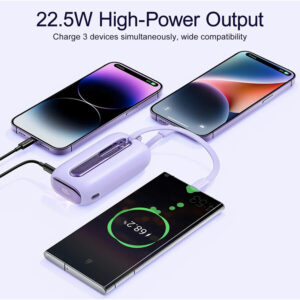 Baterie externa, Fast Charge, Display digital, FONIX RePower Style, Capacitate 10000 mAh, Design compact, Cabluri incorporate, 1 x Cablu USB-C, 1 x Cablu Tip Lightning, Alb - 3