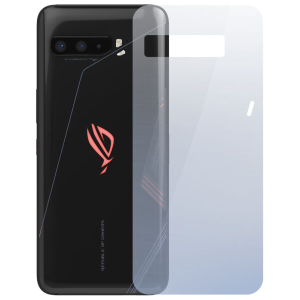 Folie InvisibleBack compatibila cu Asus ROG Phone 3, Protectie carcasa spate, Polimer siliconic, Adeziv premium, Montare usoara, Fara lichid, Regenerabila, Full Glue