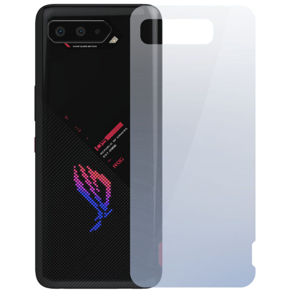 Folie InvisibleBack compatibila cu Asus ROG Phone 5, Protectie carcasa spate, Polimer siliconic, Adeziv premium, Montare usoara, Fara lichid, Regenerabila, Full Glue