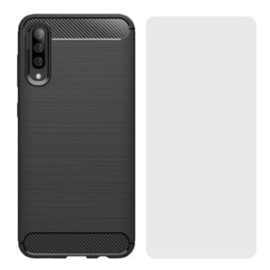 Set husa carbon cu folie compatibil cu Samsung Galaxy A30s, Antisoc, Efect Cooling, Protectie 360, Negru - 2