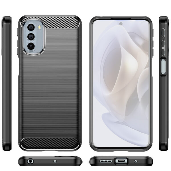 Set husa carbon cu folie compatibil cu Motorola Moto G41, Antisoc, Efect Cooling, Protectie 360, Negru - 2