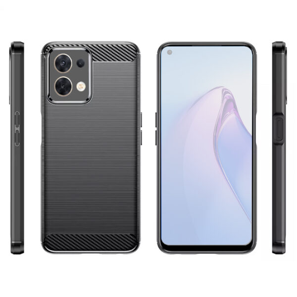 Set husa carbon cu folie compatibil cu Oppo Reno 8 5G, Antisoc, Efect Cooling, Protectie 360, Negru - 2