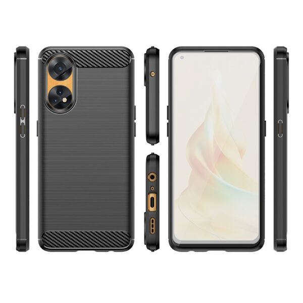 Set husa carbon cu folie compatibil cu Oppo Reno 8T, Antisoc, Efect Cooling, Protectie 360, Negru - 2