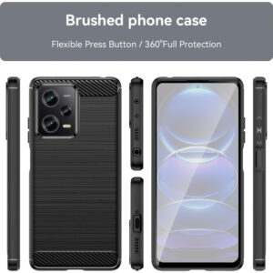 Set husa carbon cu folie compatibil cu Xiaomi Redmi Note 12 Pro 5G, Antisoc, Efect Cooling, Protectie 360, Negru - 2