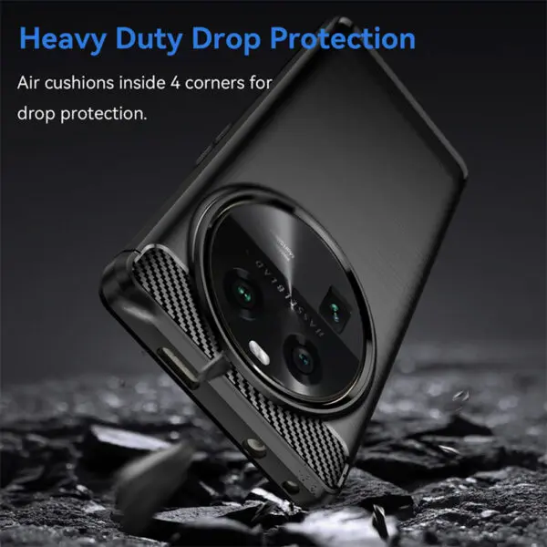 Set husa carbon cu folie compatibil cu Oppo Find X6 Pro, Antisoc, Efect Cooling, Protectie 360, Negru - 5