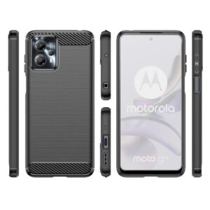 Set husa carbon cu folie compatibil cu Motorola Moto G13, Antisoc, Efect Cooling, Protectie 360, Negru - 2