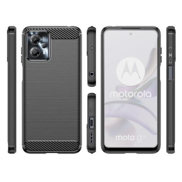 Set husa carbon cu folie compatibil cu Motorola Moto G13, Antisoc, Efect Cooling, Protectie 360, Negru - 2