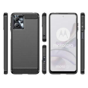 Set husa carbon cu folie compatibil cu Motorola Moto G23, Antisoc, Efect Cooling, Protectie 360, Negru - 2