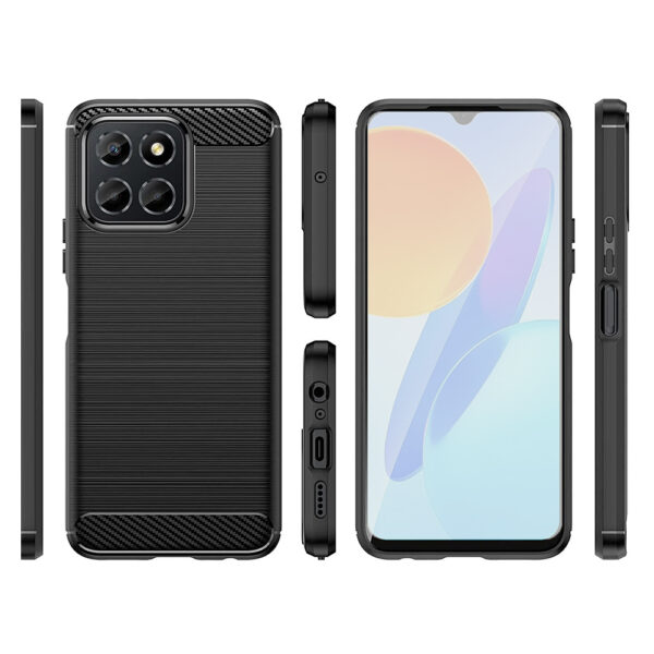 Set husa carbon cu folie compatibil cu Honor 70 Lite, Antisoc, Efect Cooling, Protectie 360, Negru - 2