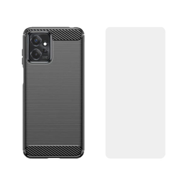 Set husa carbon cu folie compatibil cu Motorola Moto G Power 5G, Antisoc, Efect Cooling, Protectie 360, Negru - 4