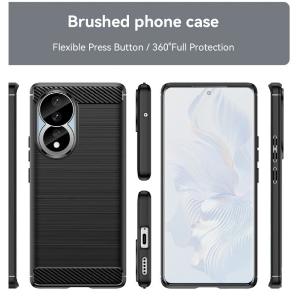 Set husa carbon cu folie compatibil cu Honor 80, Antisoc, Efect Cooling, Protectie 360, Negru - 2