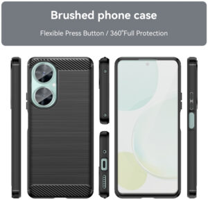 Set husa carbon cu folie compatibil cu Huawei Nova 11i, Antisoc, Efect Cooling, Protectie 360, Negru - 2