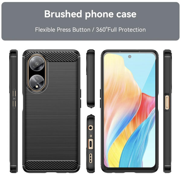 Set husa carbon cu folie compatibil cu Oppo A98 5G, Antisoc, Efect Cooling, Protectie 360, Negru - 2