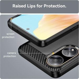 Set husa carbon cu folie compatibil cu Oppo A98 5G, Antisoc, Efect Cooling, Protectie 360, Negru - 4