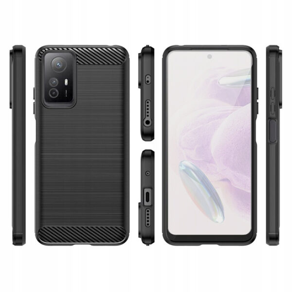 Set husa carbon cu folie compatibil cu Xiaomi Redmi Note 12S, Antisoc, Efect Cooling, Protectie 360, Negru - 2