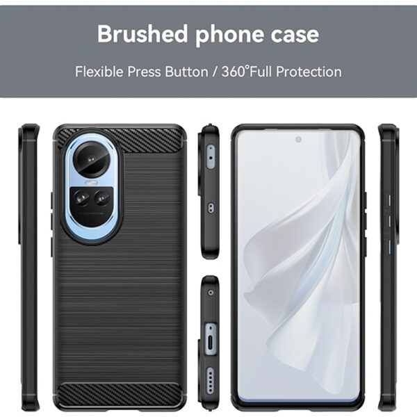 Set husa carbon cu folie compatibil cu Oppo Reno10, Antisoc, Efect Cooling, Protectie 360, Negru - 2