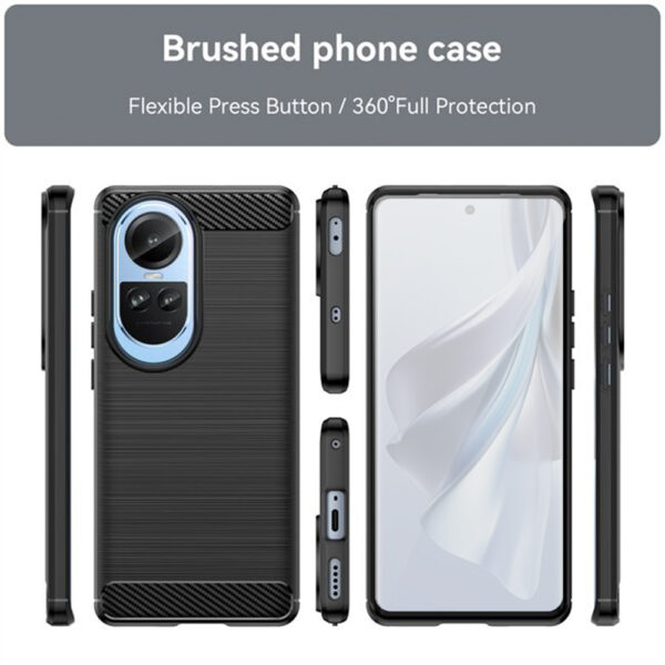 Set husa carbon cu folie compatibil cu Oppo Reno10 Pro, Antisoc, Efect Cooling, Protectie 360, Negru - 2