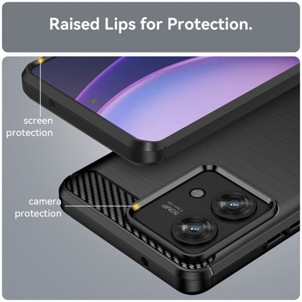 Set husa carbon cu folie compatibil cu Motorola Edge 40 Neo, Antisoc, Efect Cooling, Protectie 360, Negru - 4