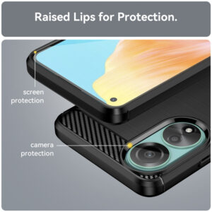 Set husa carbon cu folie compatibil cu Oppo A78 4G, Antisoc, Efect Cooling, Protectie 360, Negru - 4