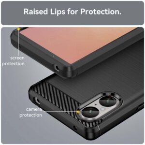 Set husa carbon cu folie compatibil cu Sony Xperia 5 V, Antisoc, Efect Cooling, Protectie 360, Negru - 4