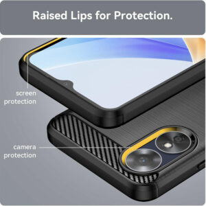 Set husa carbon cu folie compatibil cu Oppo A17, Antisoc, Efect Cooling, Protectie 360, Negru - 5