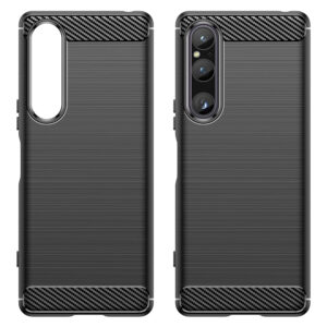 Set husa carbon cu folie compatibil cu Sony Xperia 1 V, Antisoc, Efect Cooling, Protectie 360, Negru - 5