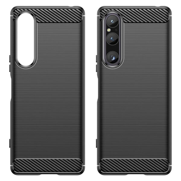 Set husa carbon cu folie compatibil cu Sony Xperia 1 V, Antisoc, Efect Cooling, Protectie 360, Negru - 5