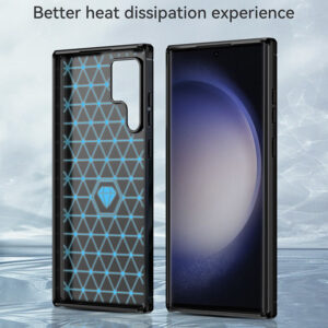 Set husa carbon cu folie compatibil cu Samsung Galaxy S24 Ultra, Antisoc, Efect Cooling, Protectie 360, Negru - 5