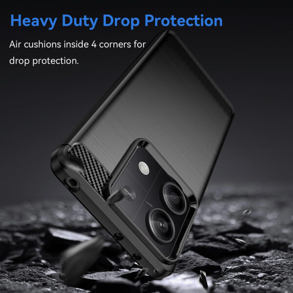 Set husa carbon cu folie compatibil cu Xiaomi Redmi Note 13 5G, Antisoc, Efect Cooling, Protectie 360, Negru - 5