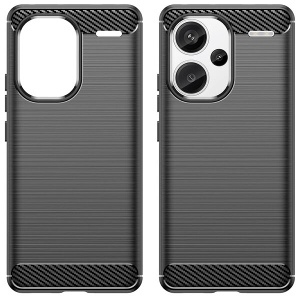 Set husa carbon cu folie compatibil cu Xiaomi Redmi Note 13 Pro Plus / Note 13 Pro +, Antisoc, Efect Cooling, Protectie 360, Negru - 5