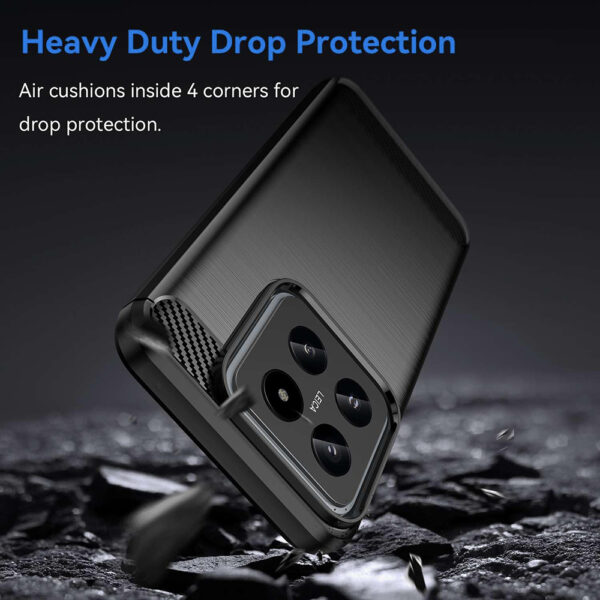 Set husa carbon cu folie compatibil cu Xiaomi 14 Pro, Antisoc, Efect Cooling, Protectie 360, Negru - 5