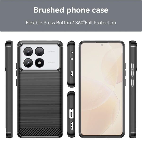 Set husa carbon cu folie compatibil cu Xiaomi Poco X6 Pro, Antisoc, Efect Cooling, Protectie 360, Negru - 2