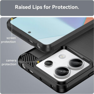 Set husa carbon cu folie compatibil cu Xiaomi Redmi 13C 5G, Antisoc, Efect Cooling, Protectie 360, Negru - 4