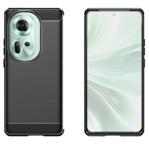 Set husa carbon cu folie compatibil cu Oppo Reno11, Antisoc, Efect Cooling, Protectie 360, Negru - 4