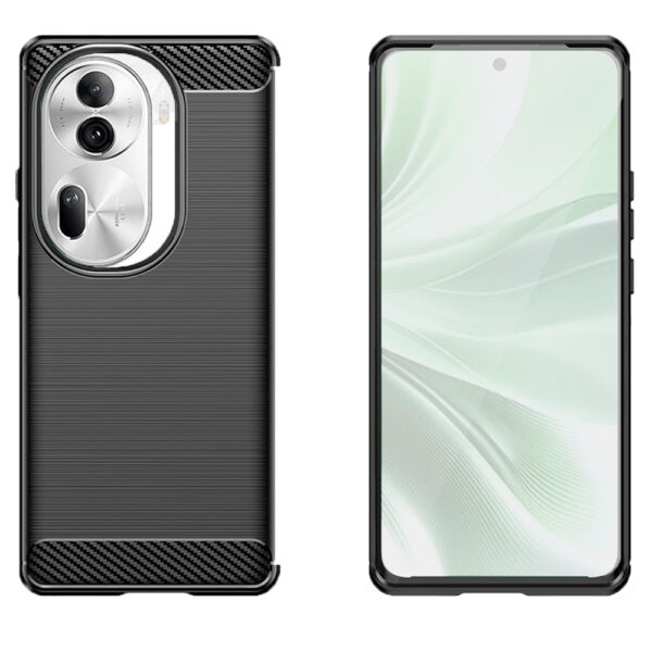 Set husa carbon cu folie compatibil cu Oppo Reno11 Pro, Antisoc, Efect Cooling, Protectie 360, Negru - 2