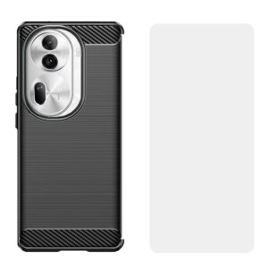 Set husa carbon cu folie compatibil cu Oppo Reno11 Pro, Antisoc, Efect Cooling, Protectie 360, Negru - 5