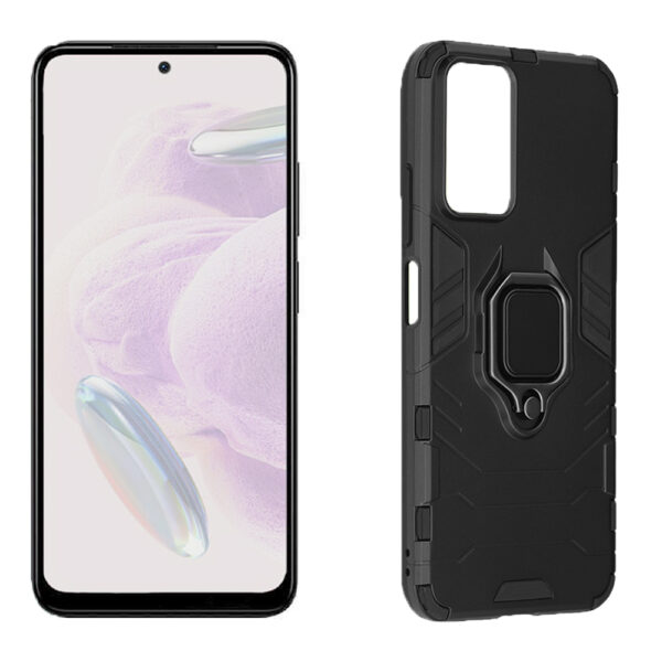 Set husa Comando Armor Ring cu folie de silicon compatibila cu Xiaomi Redmi Note 12S, Antisoc, Ultrarezistenta, Protectie 360, Inel Metalic Rotativ, Negru - 2