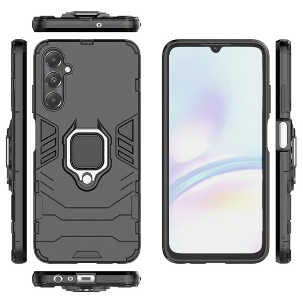 Set husa Comando Armor Ring cu folie de silicon compatibila cu Samsung Galaxy A05s, Antisoc, Ultrarezistenta, Protectie 360, Inel Metalic Rotativ, Negru - 3