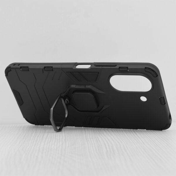 Set husa Comando Armor Ring cu folie de silicon compatibila cu Xiaomi Redmi 13C 4G, Antisoc, Ultrarezistenta, Protectie 360, Inel Metalic Rotativ, Negru - 6