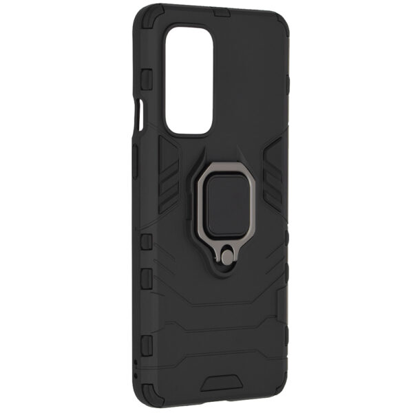 Set husa Comando Armor Ring cu folie de silicon compatibila cu OnePlus 9, Antisoc, Ultrarezistenta, Protectie 360, Inel Metalic Rotativ, Negru - 6