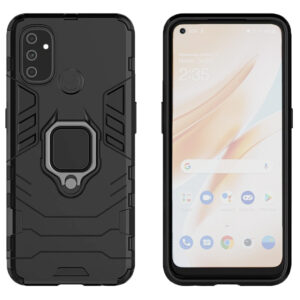 Set husa Comando Armor Ring cu folie de silicon compatibila cu OnePlus Nord N100, Antisoc, Ultrarezistenta, Protectie 360, Inel Metalic Rotativ, Negru - 2