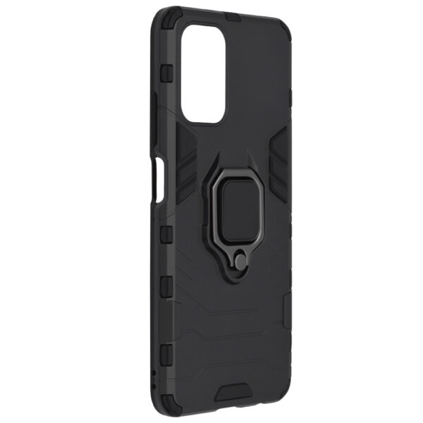 Set husa Comando Armor Ring cu folie de silicon compatibila cu Xiaomi Redmi Note 10 4G / Note 10S / Poco M5s, Antisoc, Ultrarezistenta, Protectie 360, Inel Metalic Rotativ, Negru - 6