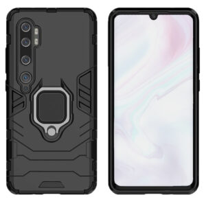 Set husa Comando Armor Ring cu folie de silicon compatibila cu Xiaomi Redmi Note 10 Pro / Note 10 Pro Max, Antisoc, Ultrarezistenta, Protectie 360, Inel Metalic Rotativ, Negru - 2