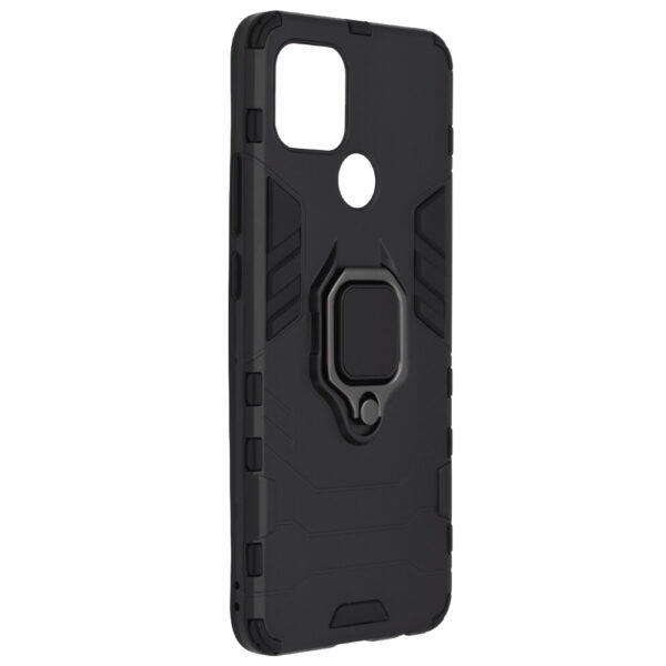 Set husa Comando Armor Ring cu folie de silicon compatibila cu Oppo A15 / A15s, Antisoc, Ultrarezistenta, Protectie 360, Inel Metalic Rotativ, Negru - 6