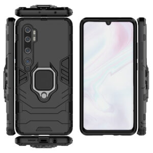 Set husa Comando Armor Ring cu folie de silicon compatibila cu Oppo Reno3 Pro, Antisoc, Ultrarezistenta, Protectie 360, Inel Metalic Rotativ, Negru - 3