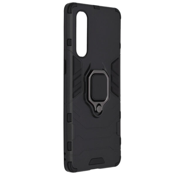 Set husa Comando Armor Ring cu folie de silicon compatibila cu Oppo Reno3 Pro, Antisoc, Ultrarezistenta, Protectie 360, Inel Metalic Rotativ, Negru - 6