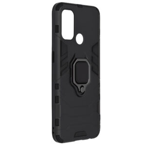 Set husa Comando Armor Ring cu folie de silicon compatibila cu Oppo A53 / A53s, Antisoc, Ultrarezistenta, Protectie 360, Inel Metalic Rotativ, Negru - 6