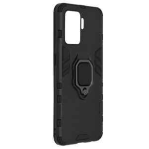 Set husa Comando Armor Ring cu folie de silicon compatibila cu Oppo Reno5 Lite / A94 4G, Antisoc, Ultrarezistenta, Protectie 360, Inel Metalic Rotativ, Negru - 6