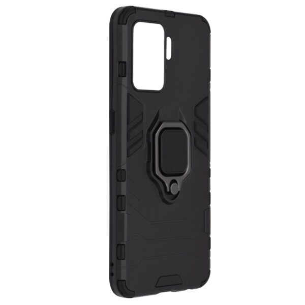 Set husa Comando Armor Ring cu folie de silicon compatibila cu Oppo Reno5 Lite / A94 4G, Antisoc, Ultrarezistenta, Protectie 360, Inel Metalic Rotativ, Negru - 6